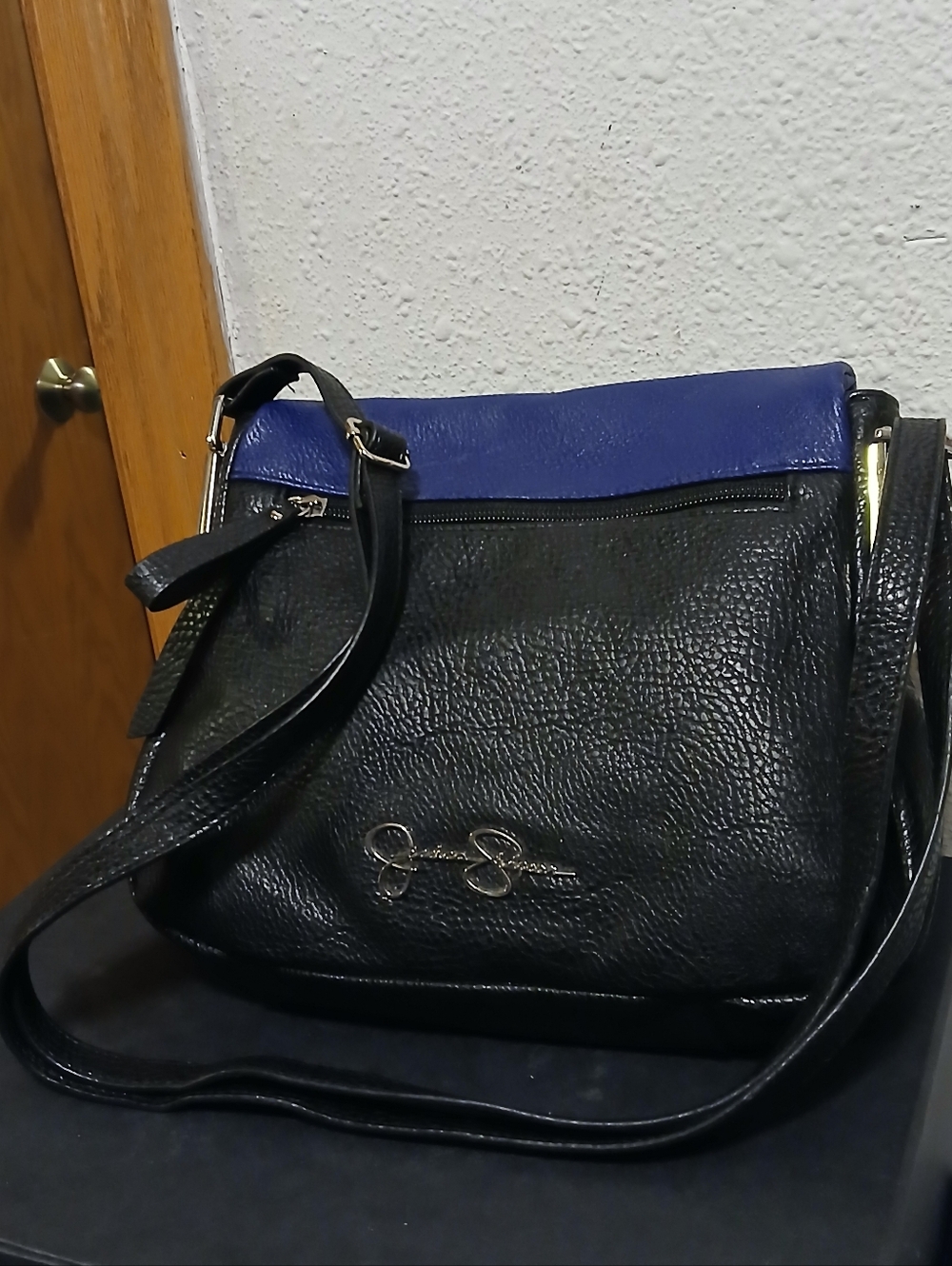 Jessica Simpson Tri-Tone Colorblock Crossbody Bag - Blue/Black/Tan